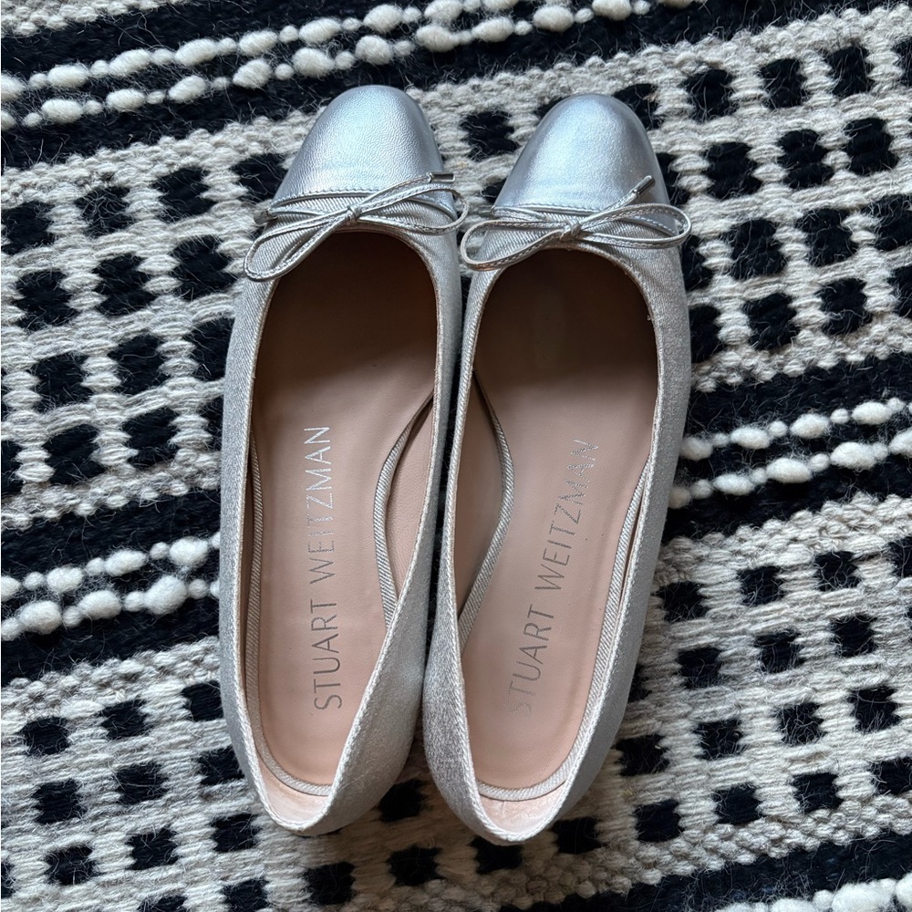 Stuart Weitzman Silver Ballet Flats